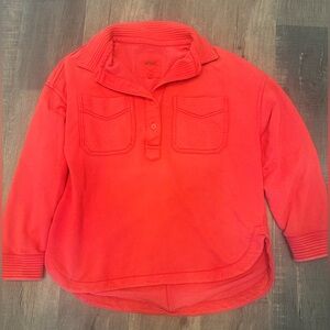 Aerie Pullover French terry sweatshirt with button placket size S/P red